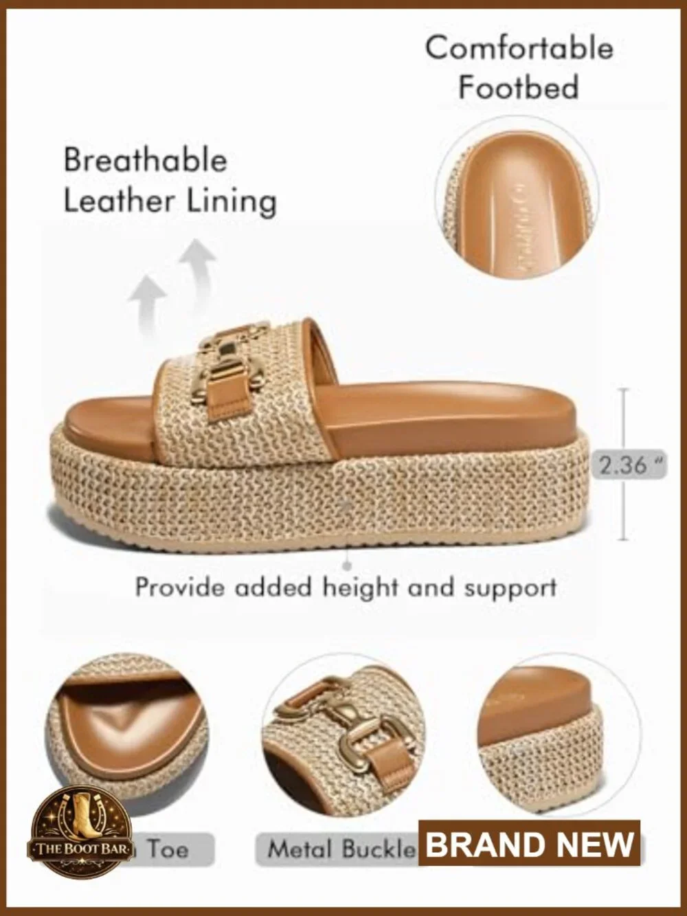 Womens Platform Sandals Espadrilles Metal Chain Slip on Open Toe Beach Slides - Picture 4 of 7
